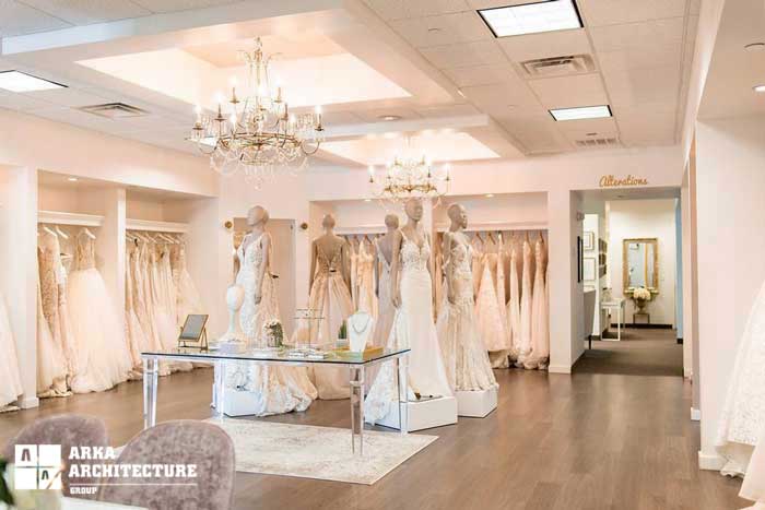 مدل های دکوراسیون داخلی فروشگاه لباس عروس